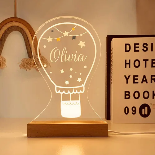 Vista 7 de Luz nocturna personalizada para bebés y niños, lámpara LED de oso con nombre personalizado para niñas y niños, luces nocturnas con nombre