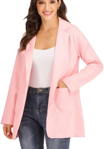 Vista 5 de Andongnywell - Blazer de manga larga para mujer, estilo casual, frente abierto, color liso, con bolsillos