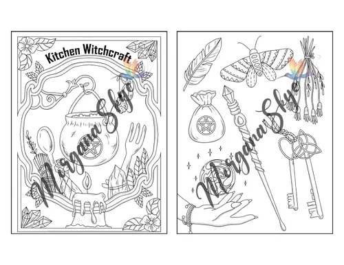 Vista 16 de Witchcraft Coloring Book for Adults Channel Your Creative Energy and Discover the Magic of Plants, Herbs, Crystals, and Beyond
