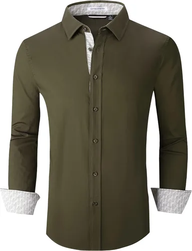 Vista 24 de Alex Vando - Camisa para hombre de manga larga con ajuste regular 06 negro
