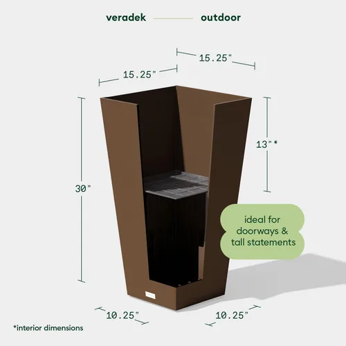 Vista 2 de Veradek V-Resin - Maceta cónica para interiores y exteriores (30 pulgadas, espresso)