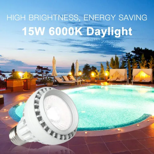 Vista 6 de Allisable Bombilla LED de spa de 15 W, 1500 lúmenes, 120 V, 6000 K, luz diurna blanca LED para piscina, reemplaza hasta 100-300 W bombilla