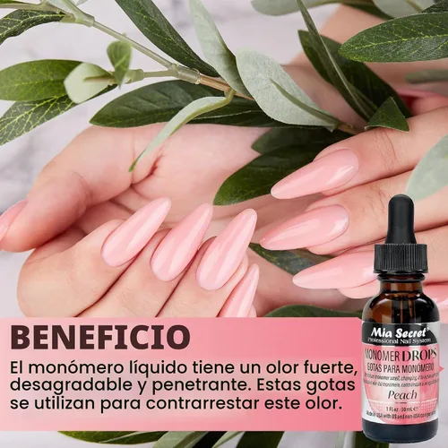 Vista 3 de Mia Secret Monomer Drops - Aroma de durazno - 1 oz - Neutralizador de olores - Acrílico líquido