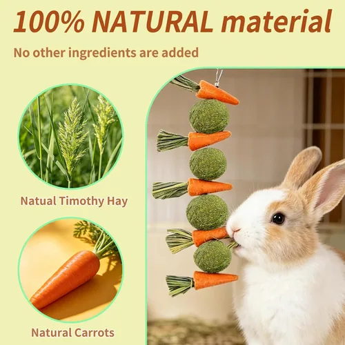 Vista 2 de Hamiledyi Juguetes masticables de conejo para dientes, juguetes naturales de conejillo de indias, golosinas de hámster, juguetes de dientes molares