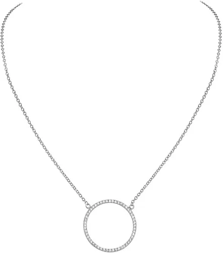 Vista 3 de Collar con colgante de plata de ley 925 con diseño de círculo de la vida, color blanco