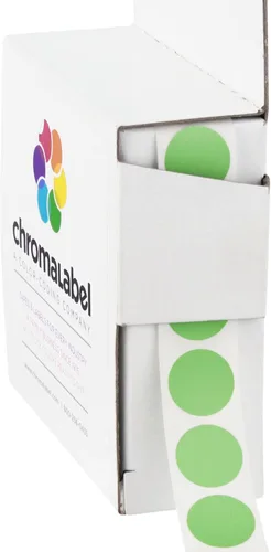 Vista 10 de ChromaLabel Kit de puntos verdes y rojos con código de color permanente de 1/2 pulgada, 2 cajas, 1000/caja
