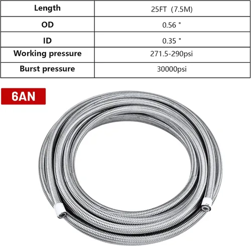 Vista 5 de 6AN 3/8" Kit de Ajuste de Línea de Combustible PTFE LS Swap EFI, Kit de Línea de Combustible PTFE de 25FT, Línea de Inyección de Combustible