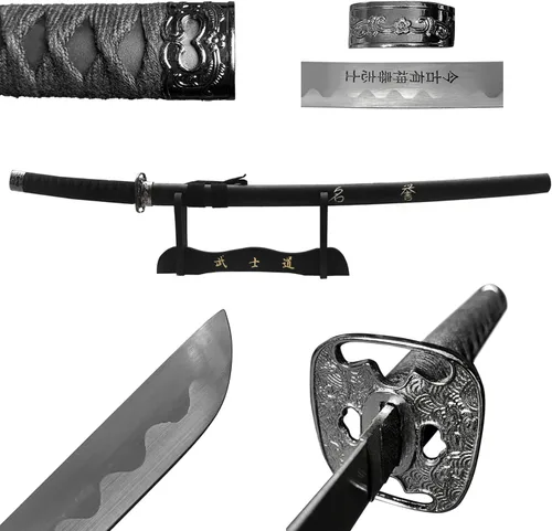 Vista 6 de PS 39.8 pulgadas Último Samurái Espada Japonesa Katana Honor Grabado En Vaina. Para Colección. Regalo, Uso de Práctica de Espada al Aire Libre
