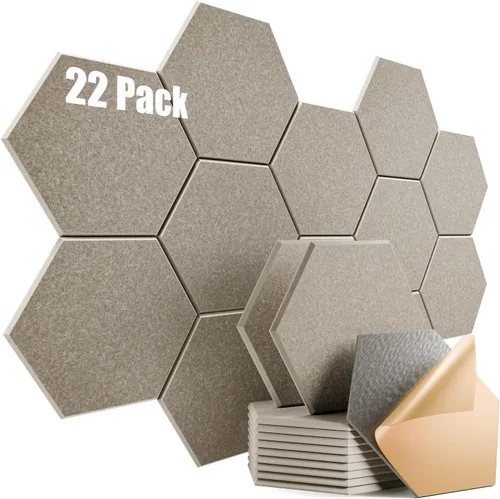 Vista 112 de Paquete de 12 paneles acústicos autoadhesivos de 12 x 10 x 0.4 pulgadas, paneles de espuma a prueba de sonido con alta densidad, elegante diseño