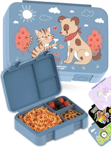 Vista 38 de BEARFOOT Lonchera infantil con compartimentos – Compacta y ligera A prueba de fugas, sin BPA, apta para lavavajillas Diseño dibujado a mano
