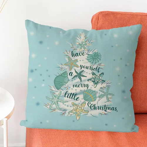 Vista 2 de GAGEC Fundas de almohada de Navidad de 18x18 pulgadas con diseño de estrella de mar, fundas de almohada decorativas de estilo granja, fundas de 18.0