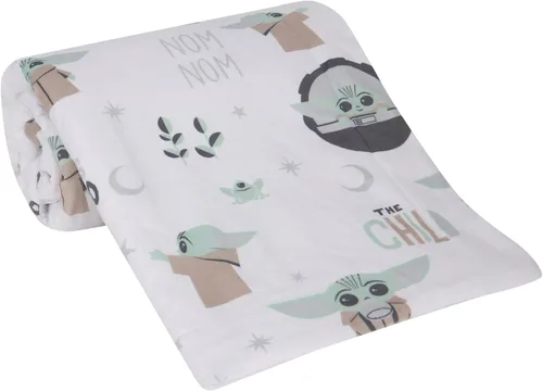 Vista 3 de Lambs & Ivy Star Wars The Child/Baby Yoda/Grogu White Minky/Manta de forro polar para bebé