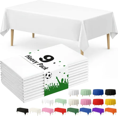 Vista 22 de Fixwal Mantel de plástico negro desechable de 54 x 108 pulgadas, mantel rectangular impermeable, paquete de 5 para graduación, decoración de fiesta