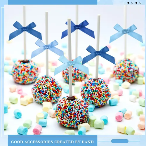 Vista 5 de Gejoy 100 lazos de lazo de satén de 2.6 pulgadas de la serie azul para envolver regalos, lazos de satén preatados, bolsas de manualidades