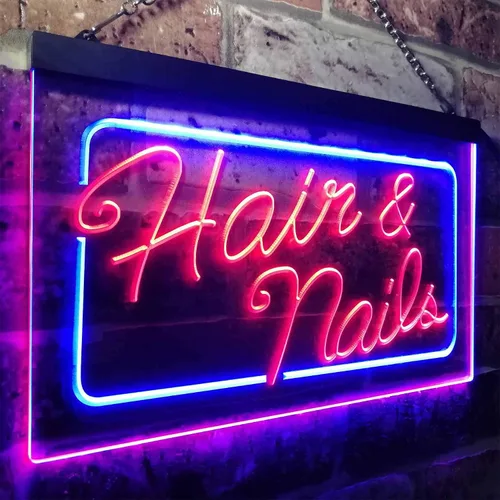 Vista 3 de Señal de neón LED de doble color para salón de belleza de cabello y uñas ADVPRO st6-i0322