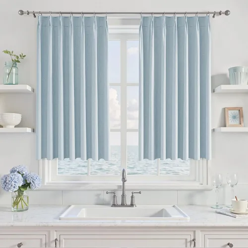 Vista 16 de UHITECH Cortinas plisadas pequeñas de 35 pulgadas de largo, cortinas opacas cortas para ventanas de sótano, aislamiento térmico, cortinas opacas
