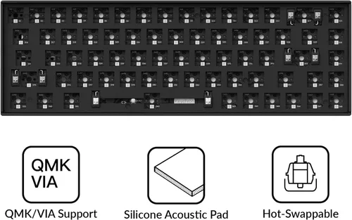Vista 3 de Keychron K6 Pro Teclado mecánico inalámbrico personalizado versión barebone, macro programable QMKVIA, diseño 65% intercambiable en caliente