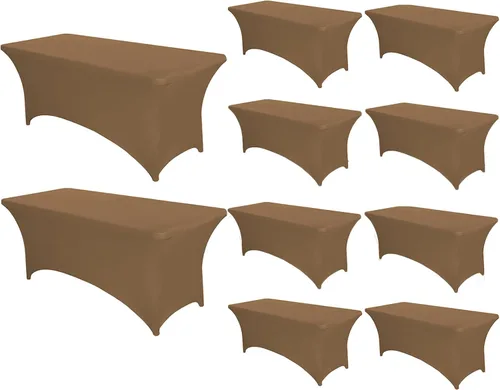 Vista 54 de PTC21B - Juego de 6 manteles elásticos de 6 pies, color negro, rectangular, ajustable, lavable, de elastano, para fiestas, bodas, cócteles