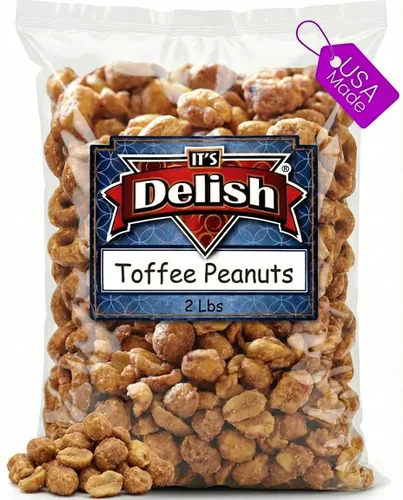 Vista 3 de Cacahuetes Recubiertos de Toffee de Mantequilla Gourmet por Its Delish - Bolsa a Granel de 1 lb - Bocadillo de Nueces Dulces Crujientes Caramelizadas