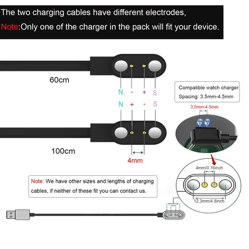Vista 2 de Cargador de reloj inteligente de 0.157 pulgadas, cargador universal magnético fuerte, cable de carga USB para relojes inteligentes con certificación
