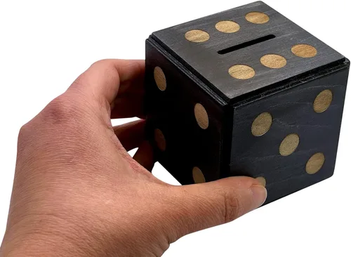 Vista 9 de Cubo de dados (negro) Enigma IQ Caja de rompecabezas con cerradura secreta y soporte para regalo