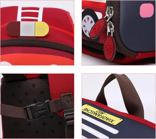 Vista 5 de JIHUBEAR Mochila para niños pequeños con forma de coche, Camión de combate S-fire, Moderno