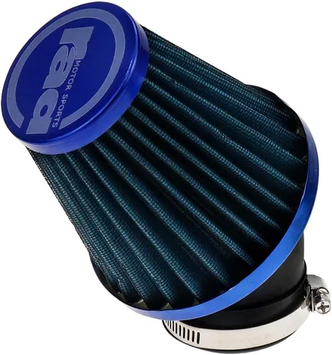 Vista 7 de Filtro de aire universal para motocicleta Sydien, piezas modificadas reemplazables para aumentar el flujo de aire en el motor, 42RAD con abrazadera
