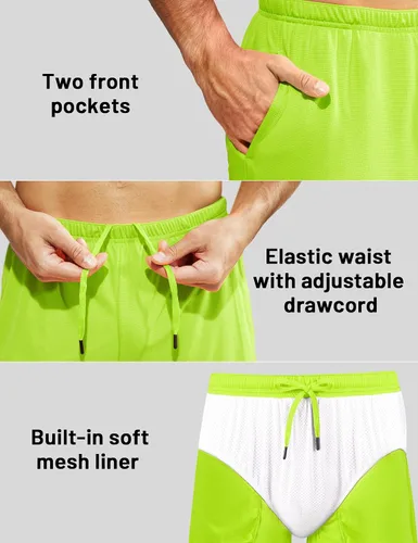 Vista 3 de MIER Pantalones cortos deportivos para hombre, para correr, gimnasio, entrenamiento, 5 pulgadas, de secado rápido, pantalones cortos ligeros
