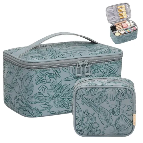 Vista 30 de OCHEAL - Bolsa de maquillaje portátil para cosméticos, estuche organizador de viaje de gran capacidad para mujeres, bolsa de aseo para niñas