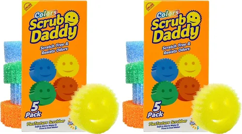 Vista 12 de Scrub Daddy Esponjas de Color – Esponjas multiusos para platos sin arañazos para limpieza de cocina, baño y hogar – Hechas con espuma de polímero