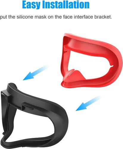 Vista 6 de AMVR - Funda facial para Quest 2 máscara facial de silicona a prueba de sudor y cojín facial para auriculares Quest 2 VR lavable ligera antifugas