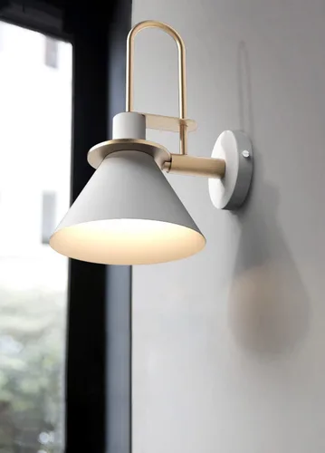 Vista 12 de Apliques de pared modernos con forma de cono de metal, kit de farol de pared para mesita de noche, lámpara de montaje en pared, aplique de 1 luz