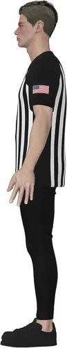 Vista 8 de GCA Pro - Camisa de árbitro de baloncesto para hombre, con bandera de Estados Unidos, manga corta, con rayas NFHS