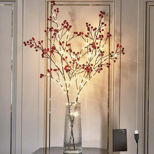 Vista 10 de Hairui - Ramas de sauce iluminadas con temporizador, 70 luces LED blancas cálidas, ramas artificiales de diente de león con luces, 27 pulgadas