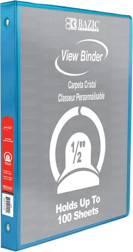 Vista 38 de BAZIC Products Carpeta organizadora de 3 anillas de 1/2 pulgada con vista económica, color negro, anillo redondo, capacidad para 100 hojas de papel