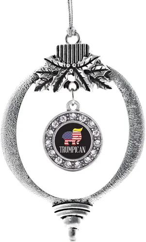Vista 20 de Inspired Silver - Adorno con dije de cara de carlino - Adornos navideños de círculo de plata con joyas de circonita cúbica