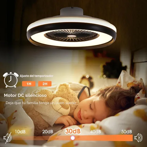 Vista 9 de Ventilador de techo sin aspas de 24" con luz RGB y control remoto, ventiladores de techo LED inteligentes con control por voz/aplicación, ventilador