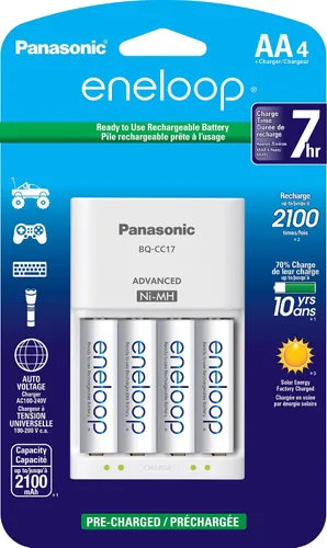 Vista 15 de eneloop Panasonic K-KJ55M3A4BA Cargador Rápido Individual Avanzado de 3 Horas para Baterías y Baterías Recargables Precargadas BK-4MCCA4BA AAA 2100