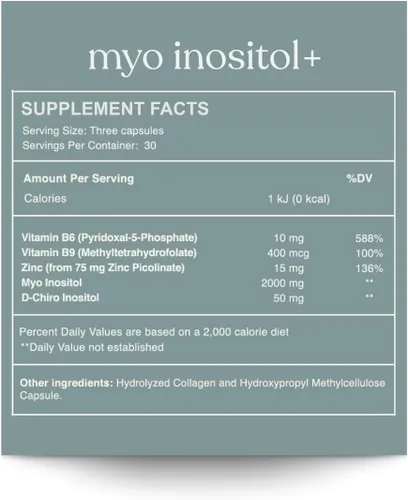 Vista 2 de MYOINOSITOL+ Mio-inositol y D-Chiro Inositol (proporción 40:1) + metilfolato, vitamina B6 y zinc Apoya el equilibrio hormonal, la salud