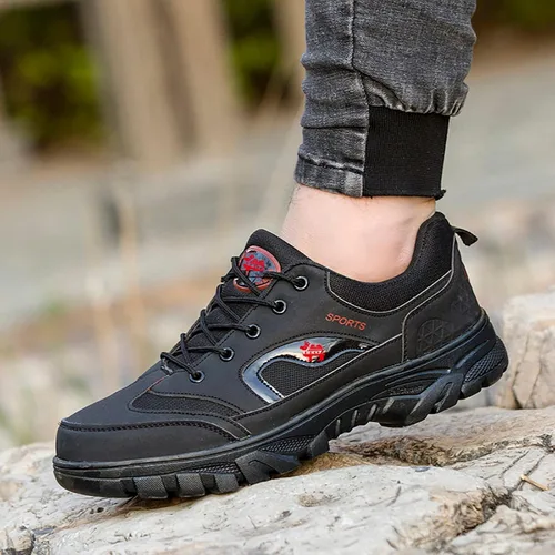 Vista 4 de VKVWIV Zapatos de senderismo anchos para hombre, impermeables, antideslizantes, transpirables, para exteriores, senderismo, senderismo, trabajo al