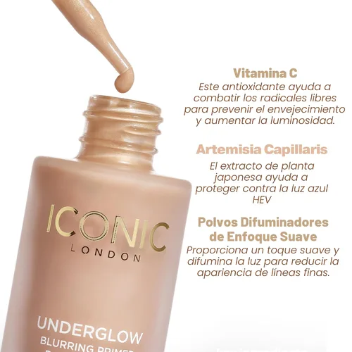 Vista 4 de ICONIC LONDON Underglow Blurring Primer Imperfecciones difuminadas, 0.33 onzas líquidas