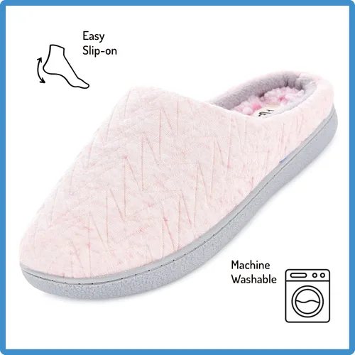 Vista 2 de Floopi Pantuflas para mujer, para interiores y exteriores, piel de sherpa sintética, con forro polar cálido, con espuma viscoelástica