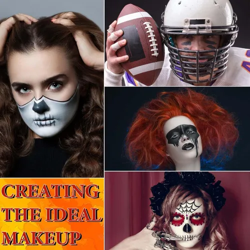 Vista 6 de Maquillaje de pintura facial de Halloween, color blanco, rojo, negro, pintura facial blanca profesional, payaso Joker, kit de pintura facial