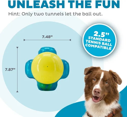 Vista 4 de Outward Hound Tennis Maze Craze - Juguete interactivo chillador para perros, azul Azul Tenis Maze Craze