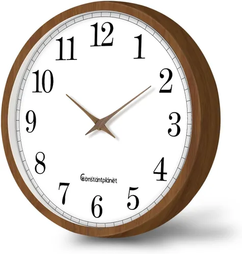 Vista 10 de Reloj de pared de madera maciza azul para sala de estar, estilo granja, reloj de pared redondo de 12 pulgadas, funciona con pilas, silencioso Wall