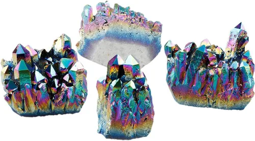 Vista 6 de Rockcloud - Escultura de cristal de cuarzo arcoíris con recubrimiento de titanio, geoda natural, druzy, piedra preciosa para decoración del hogar