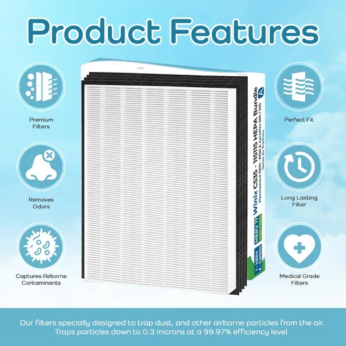 Vista 4 de Breathe Naturally Filtros de repuesto compatibles con purificadores de aire Winix C535, Plasmawave 5300, 6300 y Aeramax 300/290, filtros HEPA
