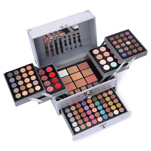 Vista 8 de Set de regalo de maquillaje para mujeres y niñas, kit de maquillaje completo todo en uno con sombra de ojos, brillo de labios, corrector, rubor