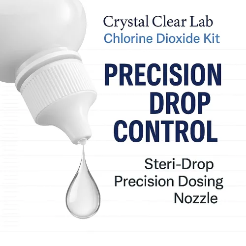 Vista 3 de Crystal Clear Lab - Juego de dióxido de cloro puro de CDS con botellas de una sola gota, HCl grande, 2 onzas líquidas