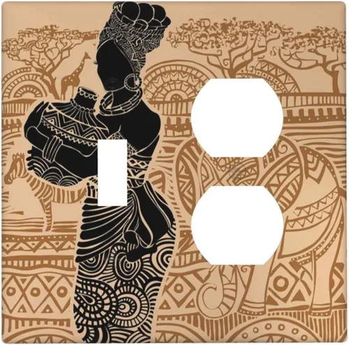 Vista 131 de Decorative Outlet Covers African Woman Zebra Elephants Black Girl 1 Gang Duplex Light Switch Cover Plate Unique Wall Plates for Electrical Outlets